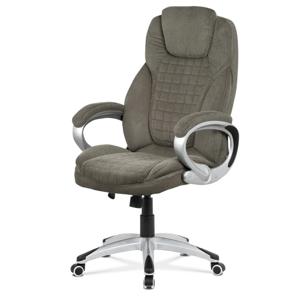 Autronic Kancelářská židle, tmavě šedá látka, kříž plast stříbrný, houpací mechanismus - KA-G196 GREY2