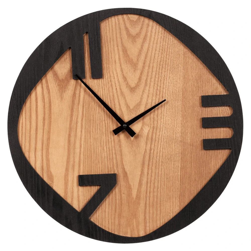 Hodiny nástěnné 45 cm s jasanovou dýhou – hnědé