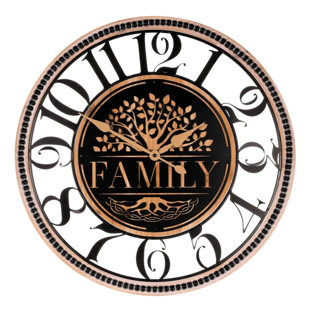 Nástěnné hodiny 60 cm – Strom života FAMILY, černé