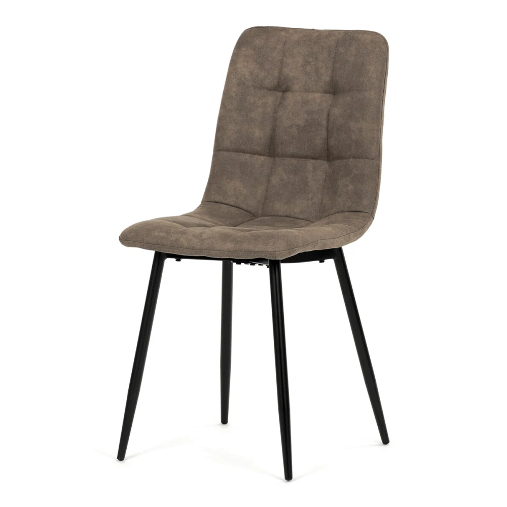 Jídelní židle hnědá vintage látka, černé kovové nohy – CT-281 BR3