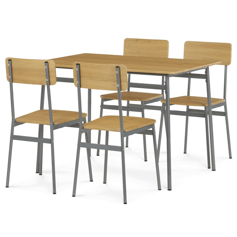 Jídelní set AUT-O2156 OAK – stůl a 4 židle | divoký dub