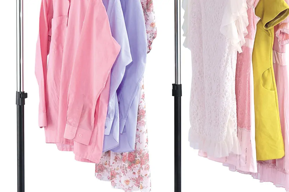 Teleskopický stojan na šaty, chrom / černá - ABD-1214 BK