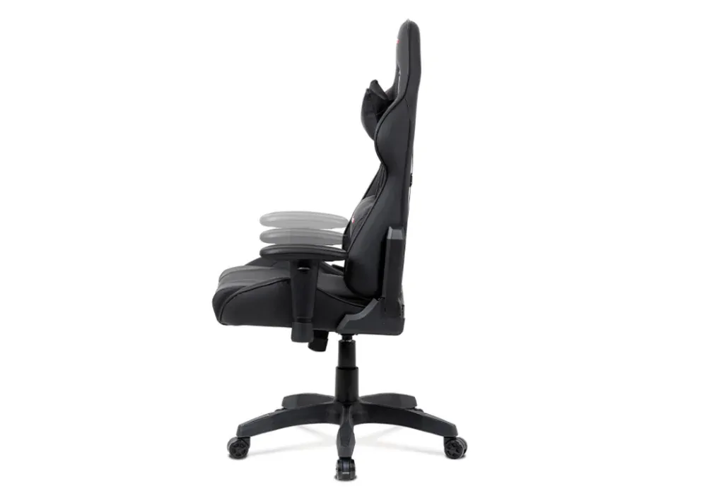 Herní křeslo, houpací mechanismus, černá ekokůže, KA-F03 BK