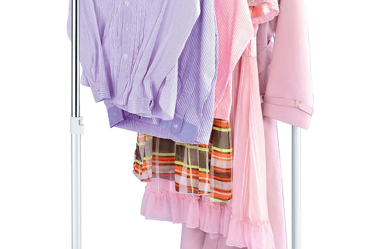 Autronic - Stojan na šaty jednoramenný, s odkladačem, bílá barva, kov / plast, chrom - ABD-1209 WT