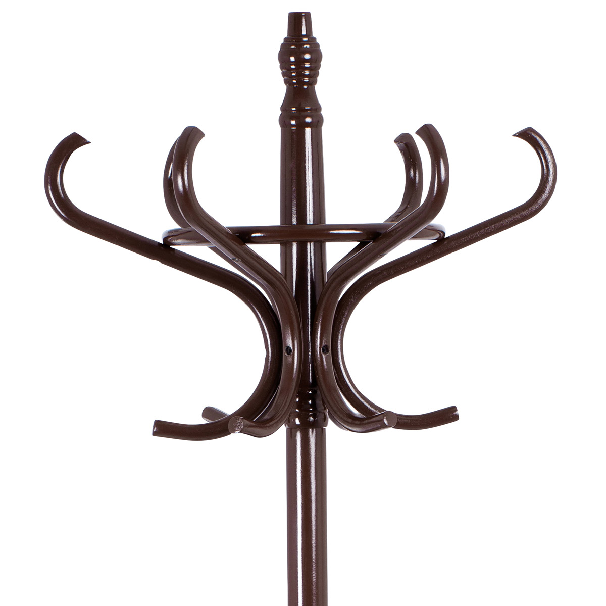 Autronic - Věšák dřevěný stojanový, masiv topol a bříza, tmavě hnědý lak, výška 185 cm - F-2059 BR