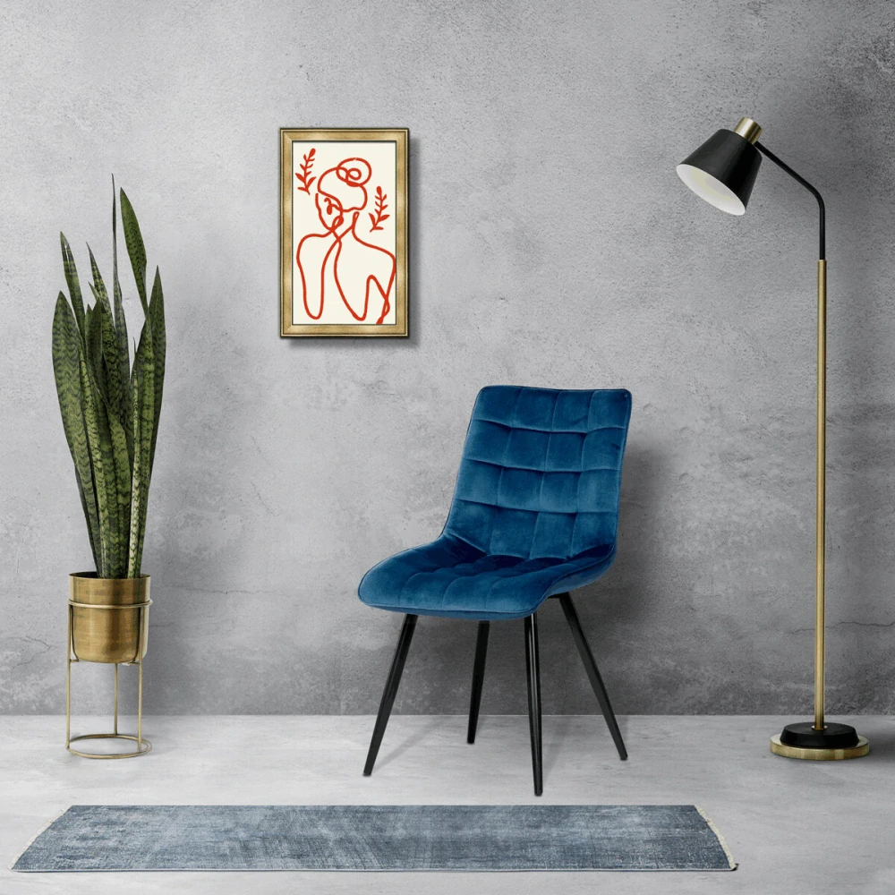Autronic - Židle jídelní, modrý samet, nohy černá kov - CT-384 BLUE4