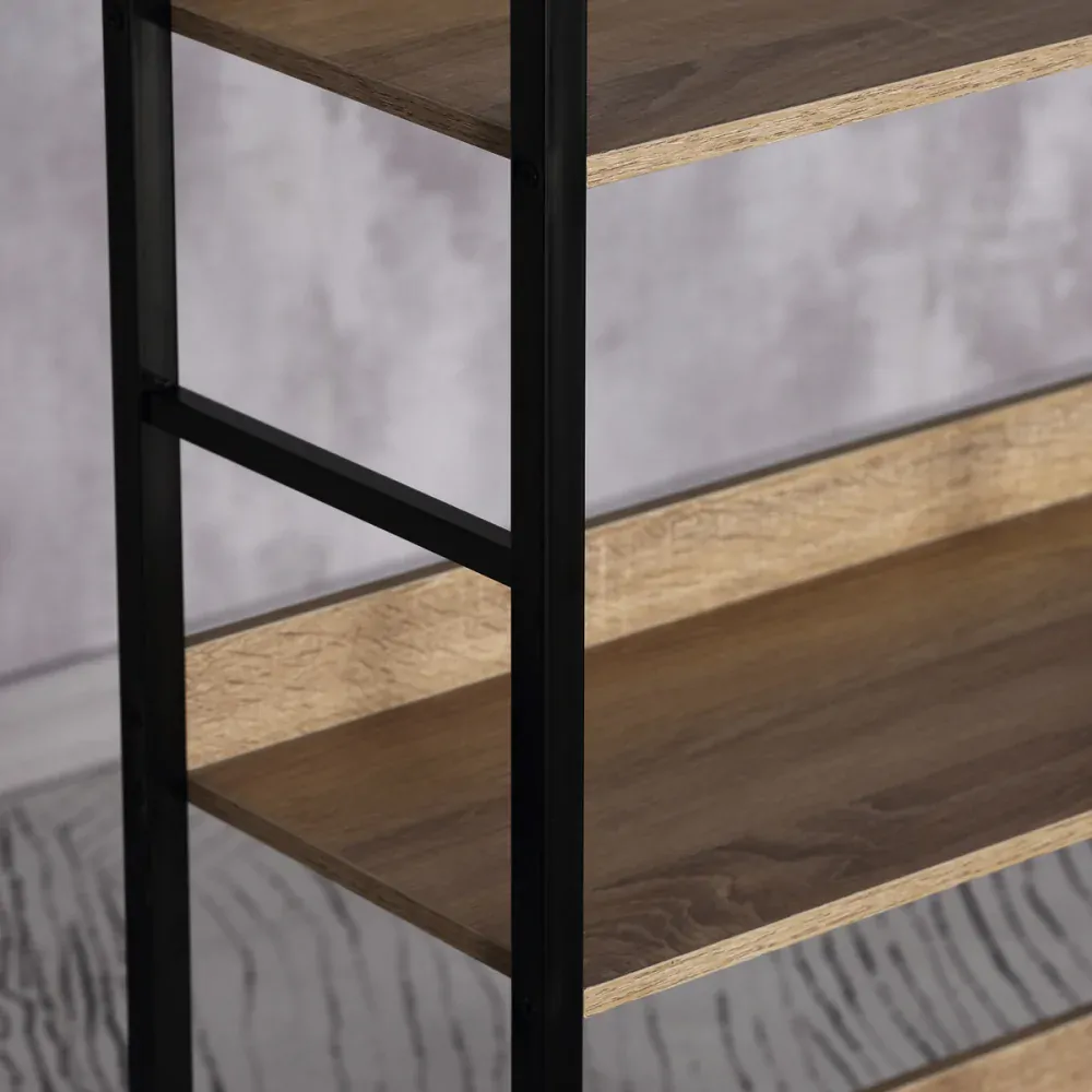 Autronic - Regál, 3 police, dekor dub, MDF, černý lak