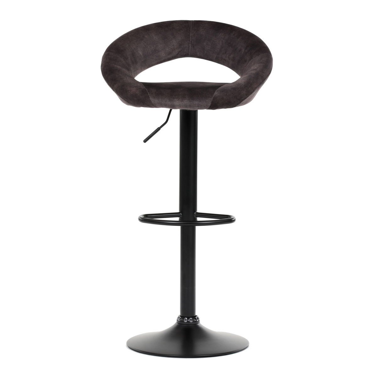 Židle barová, hnědá sametová látka, černá podnož