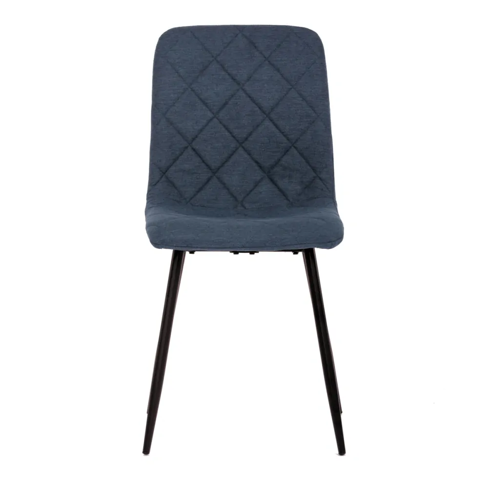 Židle jídelní, modrá látka, nohy černý kov