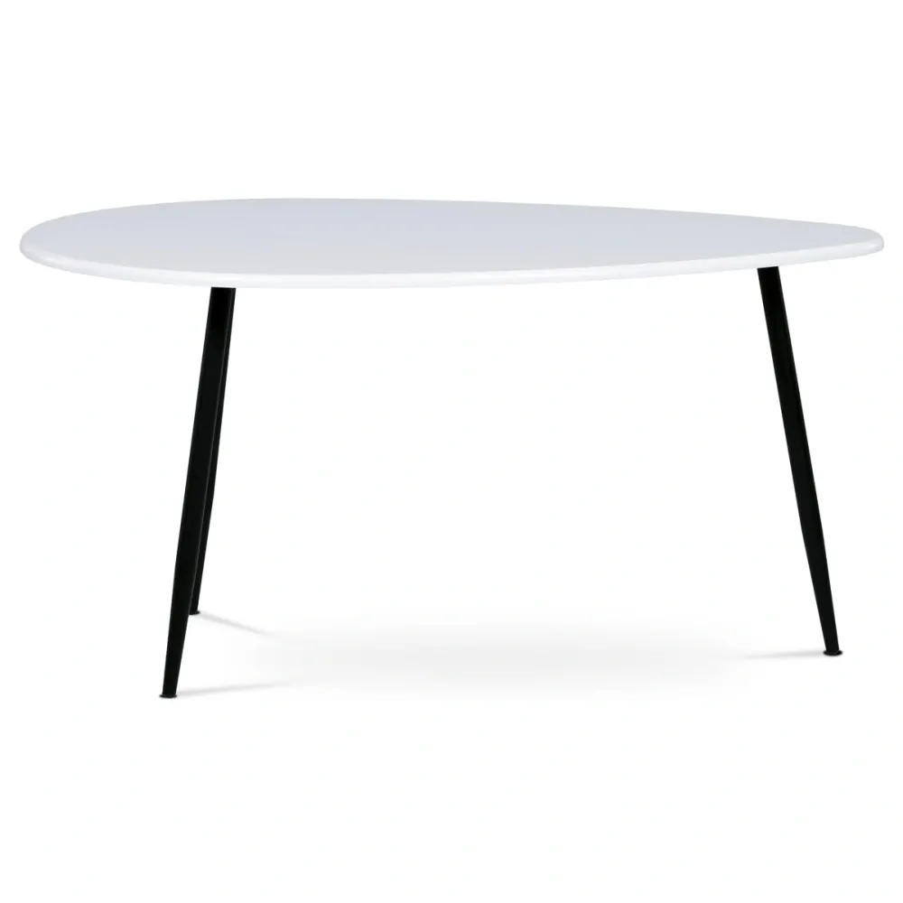 Konferenční stůl, MDF deska, bilý matt, černý kov