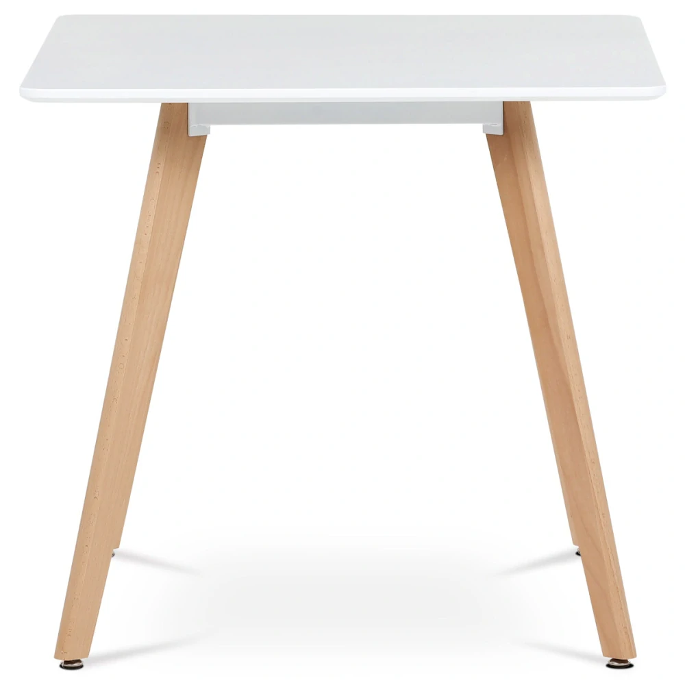 Jídelní stůl 80x80x74 cm, MDF, bílý matný lak, masiv buk