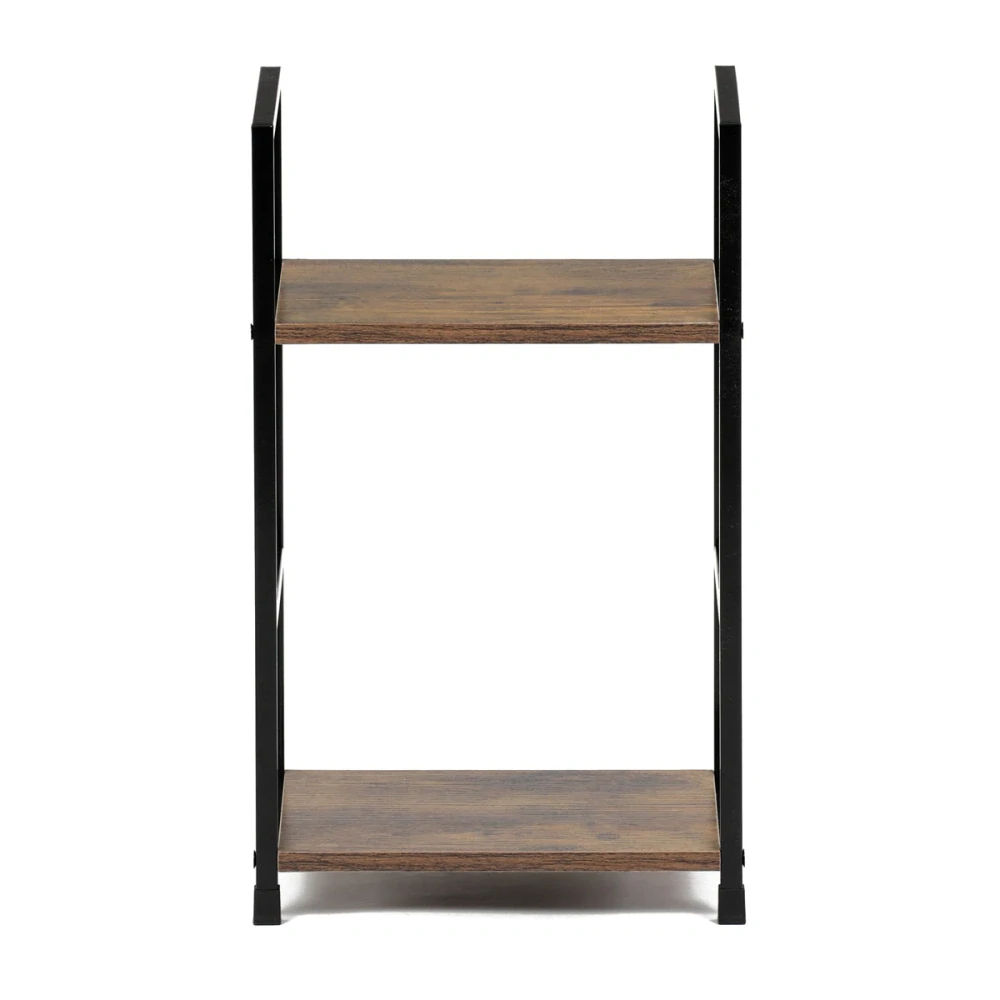 Autronic - Regál, 2 police, dekor staré dřevo, MDF, černý lak