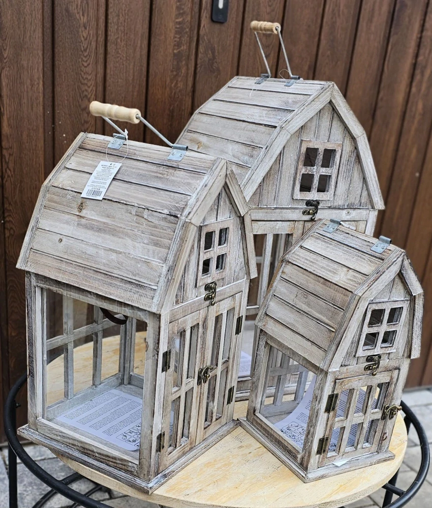 Lucerna dřevěná, sada 3ks