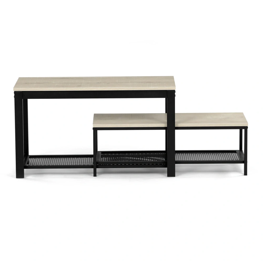 Botník 2 police, MDF dekor dub sonoma, kov - černý matný lak