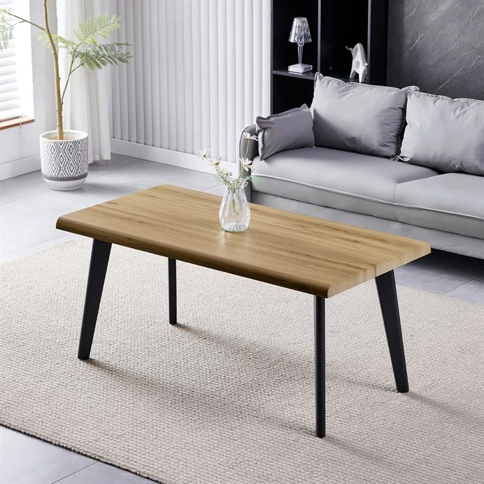 Stůl konferenční, 120x60x55 cm, MDF deska, dekor divoký dub, kov, černý lak