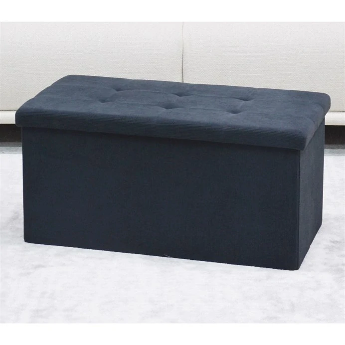 Taburet s úložným prostorem, černá manšestrová látka