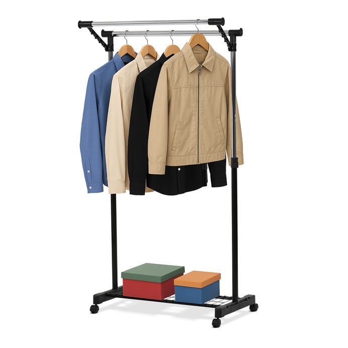 Stojan na šaty, kov, černá, 84511 BK