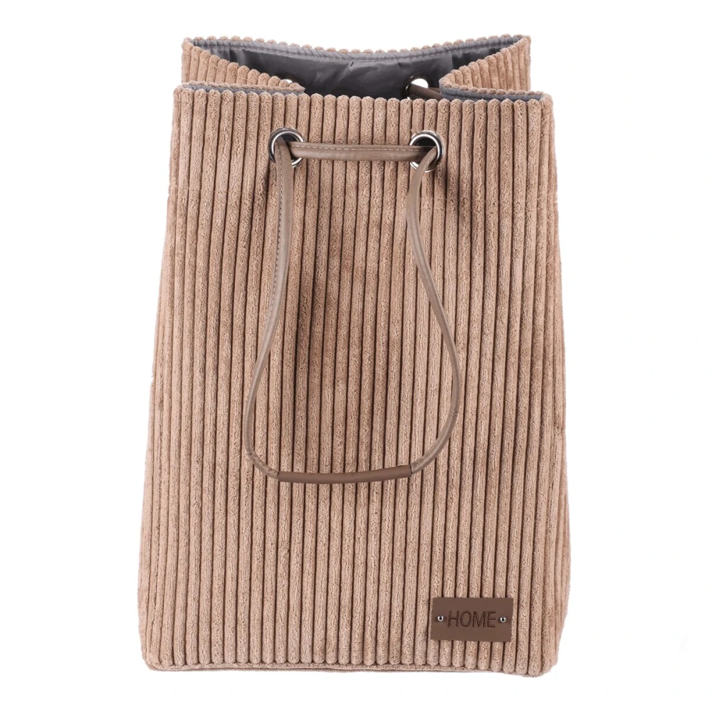 Manšestrový koš na prádlo se stahovacím uzávěrem 35 × 27 × 50 cm – hnědý