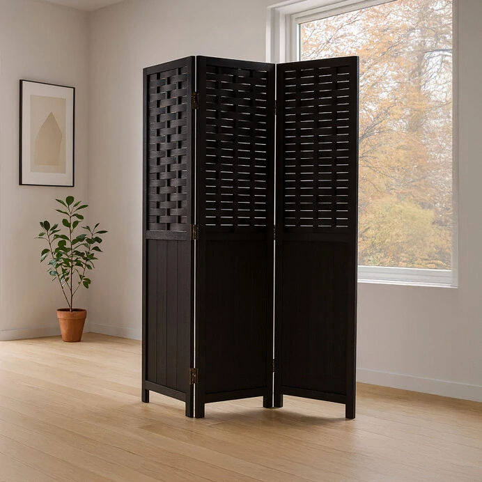 Paraván, masiv, černá, EF-L145 BK