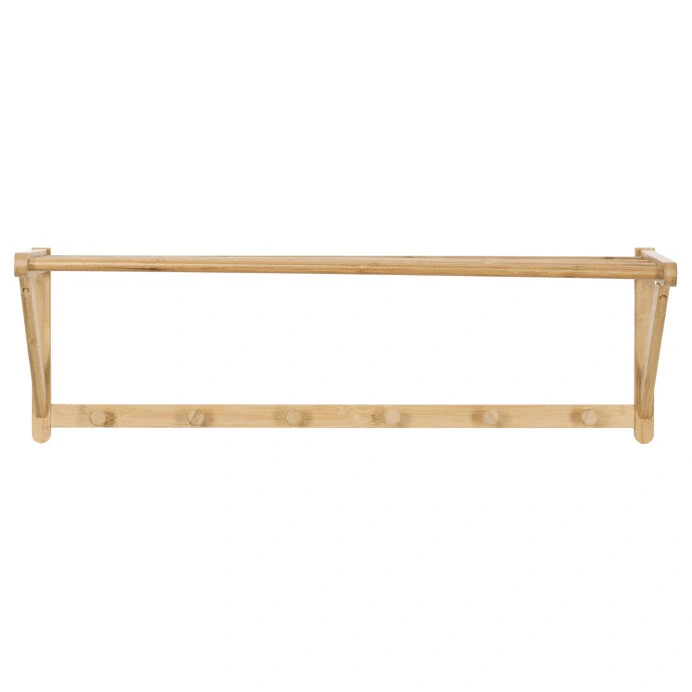 Nástěnný věšák s policí – bambus přírodní | DR‑B004 NAT
