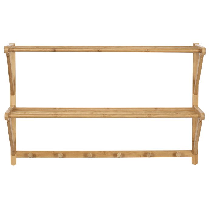 Nástěnný věšák s policí z bambusu – přírodní | DR‑B005 NAT