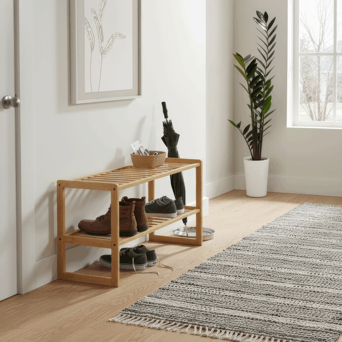 Botník Autronic DR-B010 NAT – přírodní bambus, 2 police