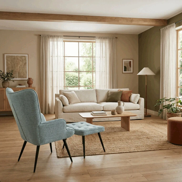 Relaxační křeslo, modrá, sametová látka, AK-303 BLUE2