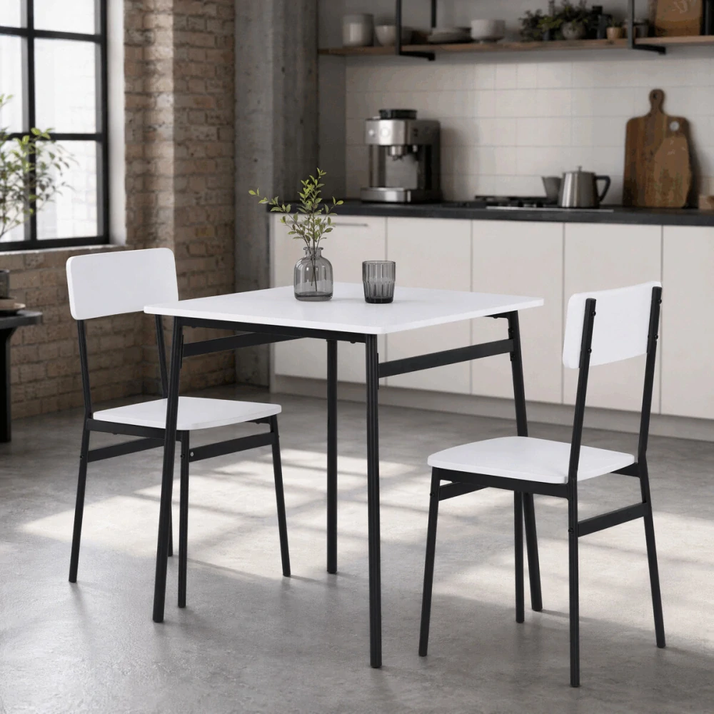 Jídelní set AUT-O2121 WT – stůl a 2 židle bílý