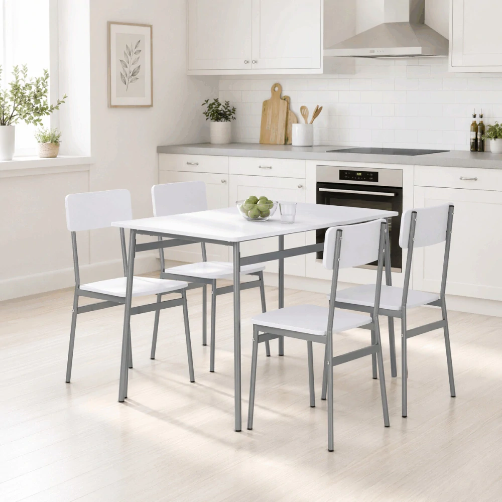 Jídelní set AUT-O2156 WT – stůl a 4 židle bílý