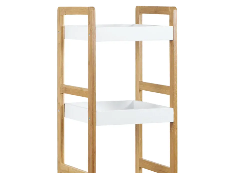 Regál 5 polic, lakovaný bambus a MDF