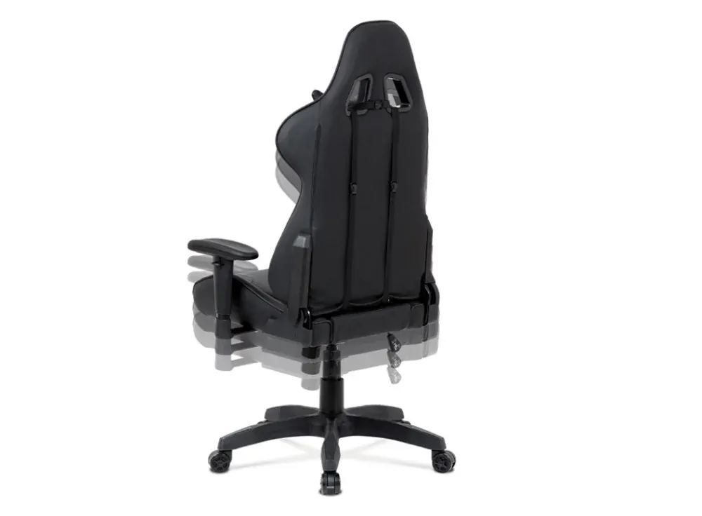 Herní křeslo, houpací mechanismus, černá ekokůže, KA-F03 BK