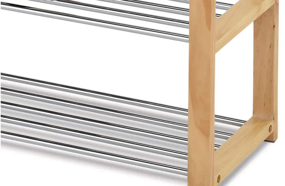 Botník, 4 kovové chromované police, přírodní odstín - 83168-14 NAT