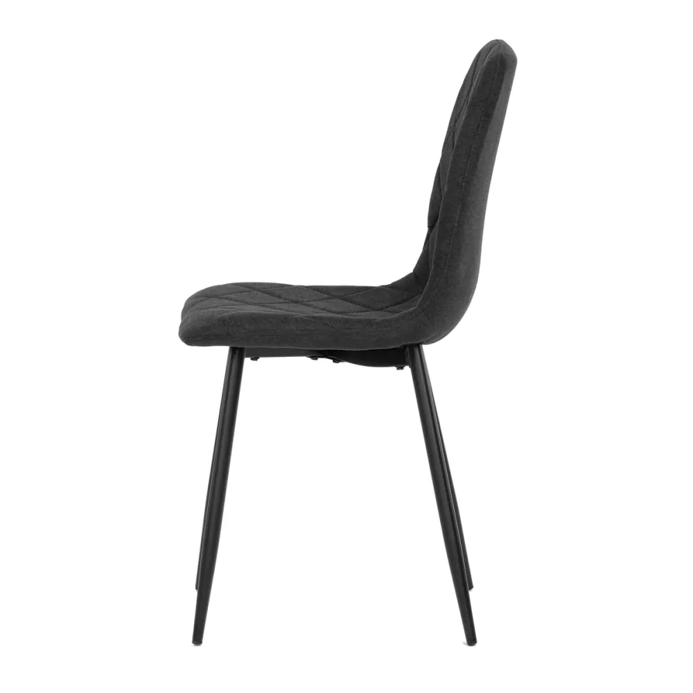 Židle jídelní, černá látka, nohy černý kov