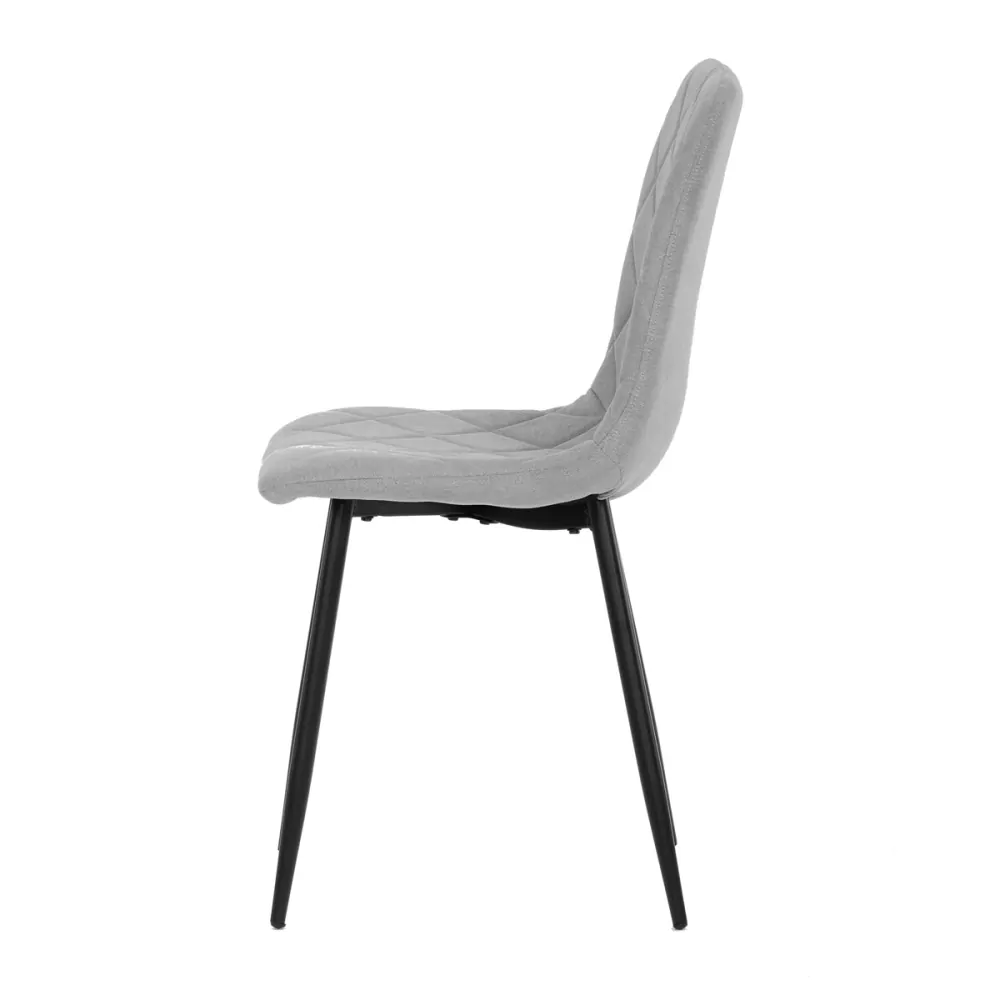 Židle jídelní, stříbrná látka, nohy černý kov