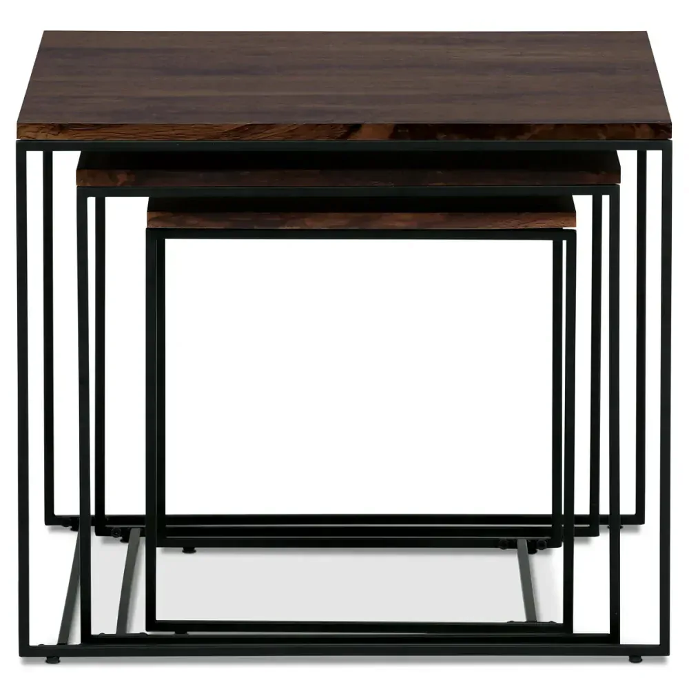 Sada 3 konferenčních stolů, MDF deska, dekor ořech, černý kov