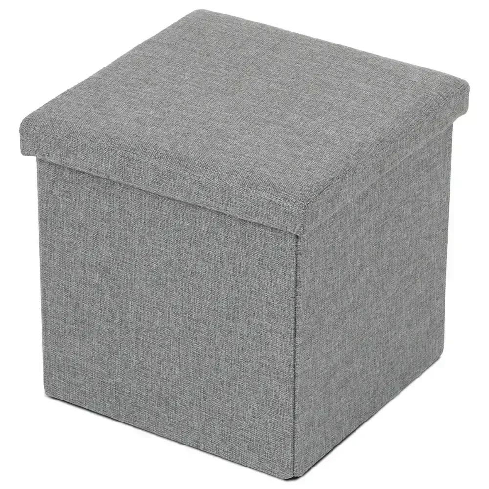 Taburet s úložným prostorem, látka šedá