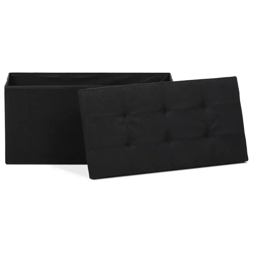 Taburet s úložným prostorem, látka černá