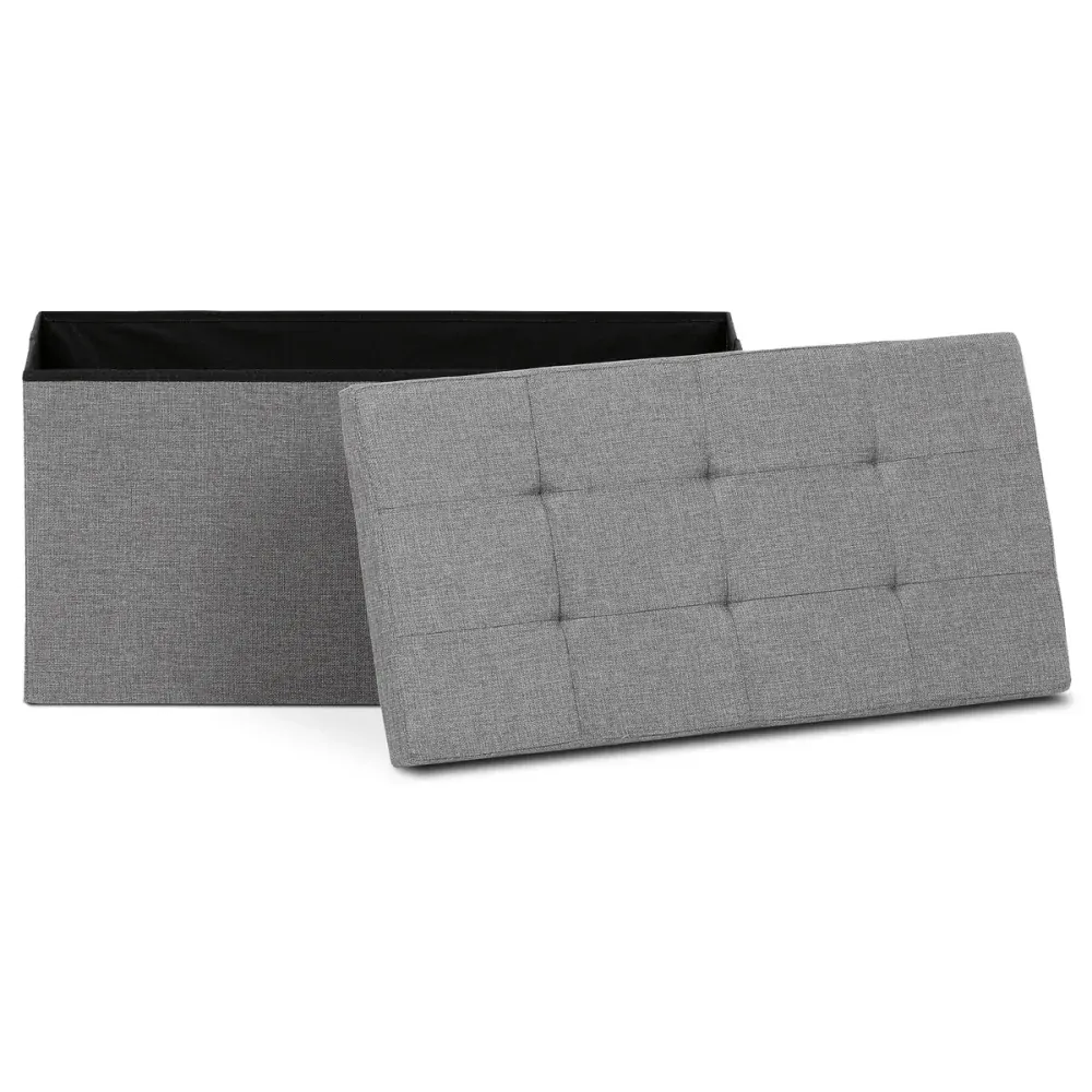 Taburet s úložným prostorem, látka šedá