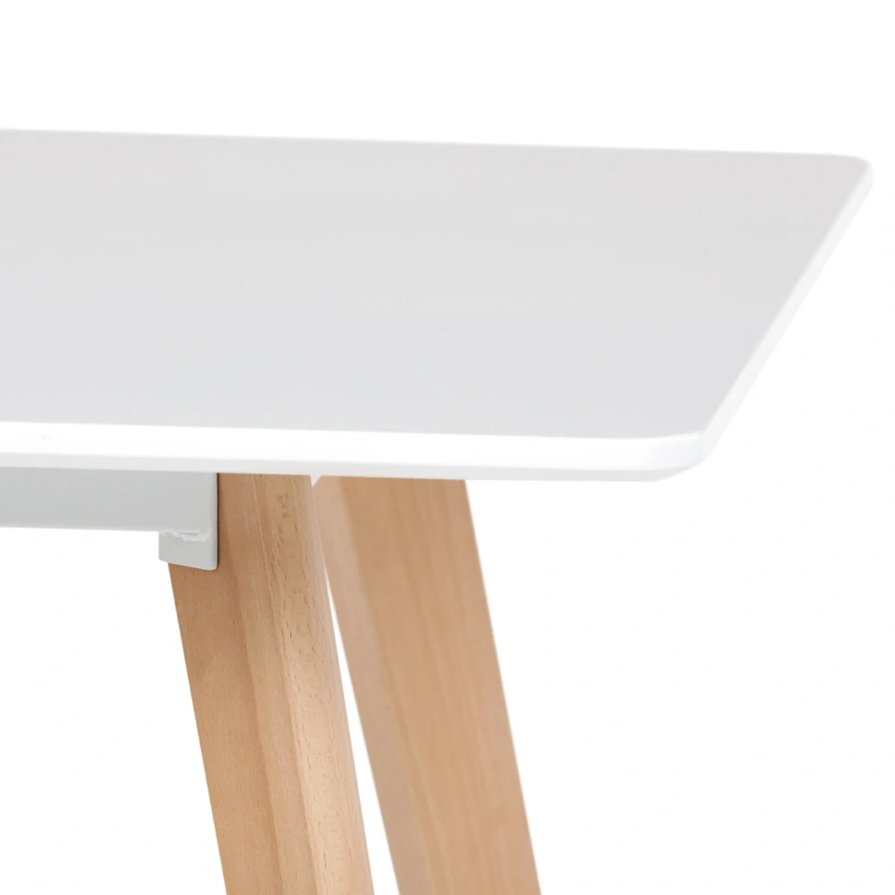 Jídelní stůl 80x80x74 cm, MDF, bílý matný lak, masiv buk