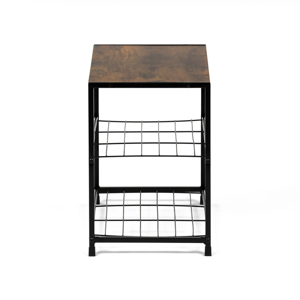 Autronic - Botník, 2 police, MDF, dekor staré dřevo sonoma, černý kov