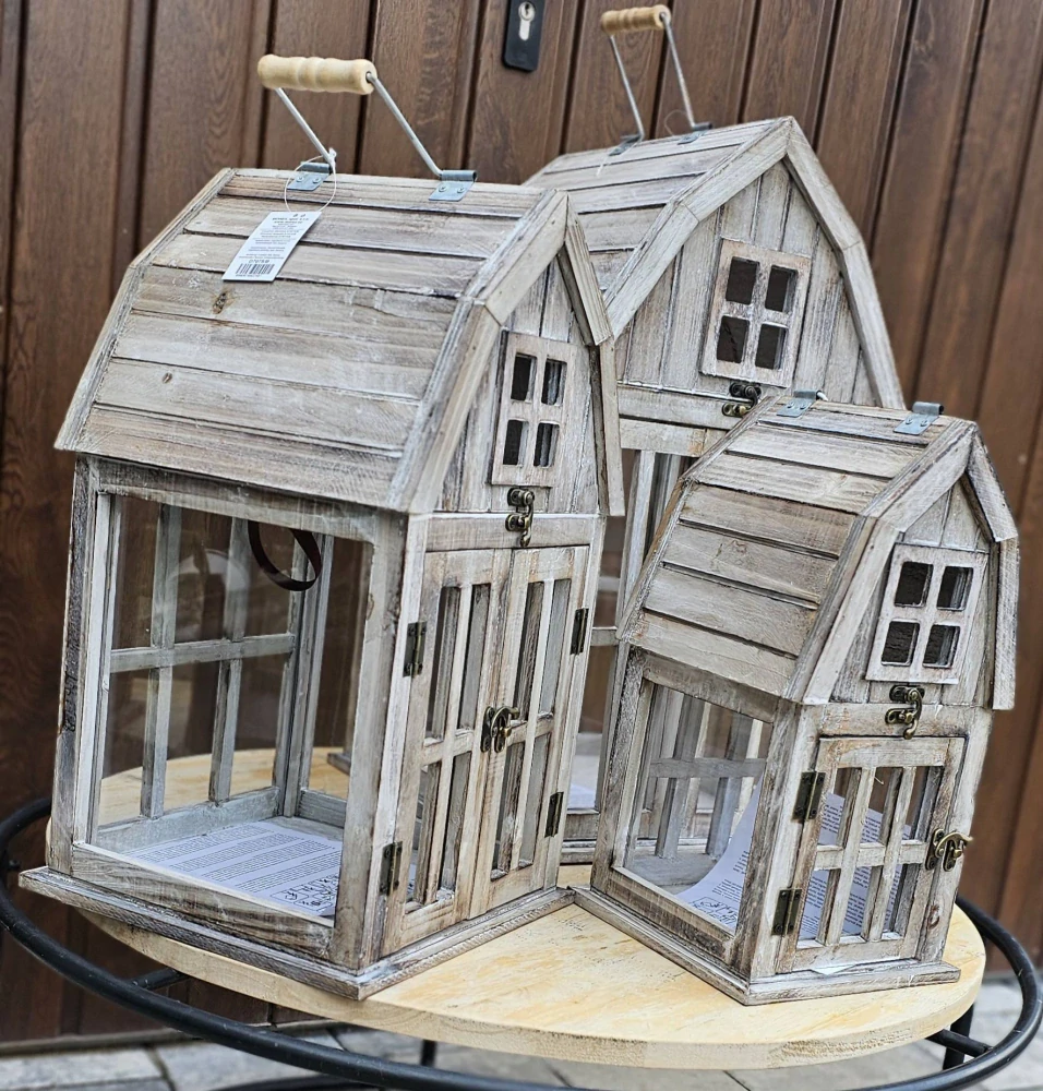 Lucerna dřevěná, sada 3ks