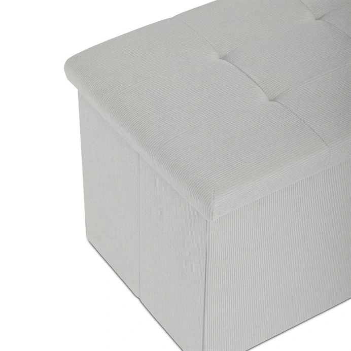 Taburet s úložným prostorem, krémová manšestrová látka