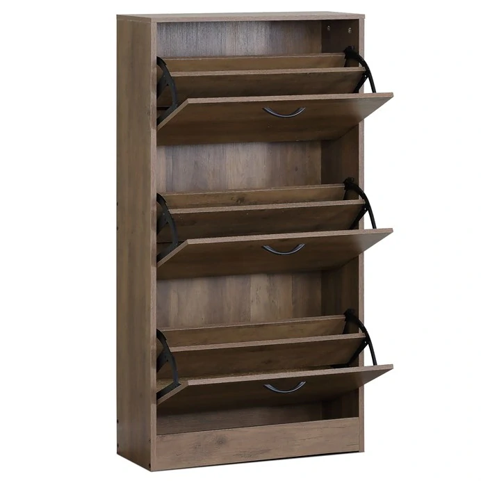 Botník, 3 přihrádky, dekor jilmové dřevo, MDF, ABO-G1016 ELM