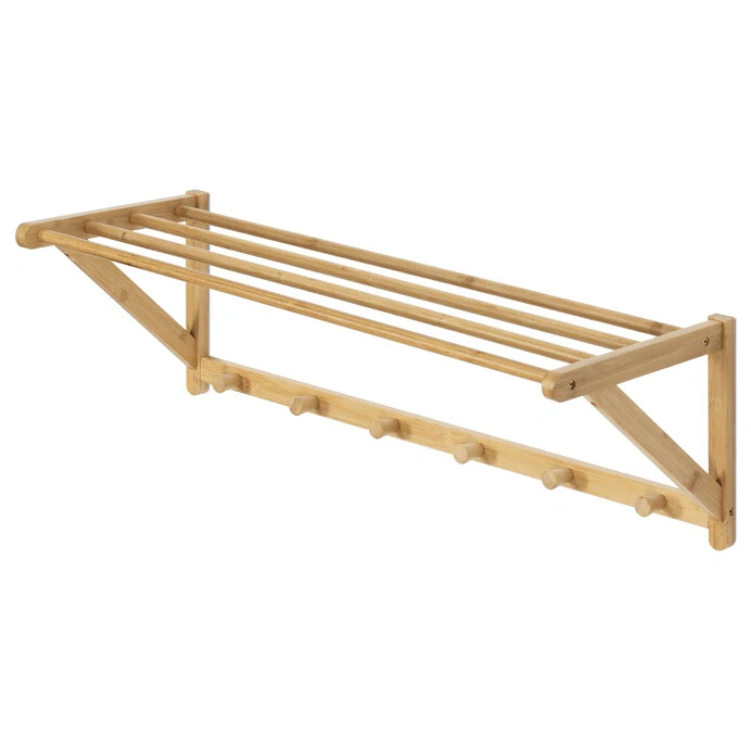 Nástěnný věšák s policí – bambus přírodní | DR‑B004 NAT