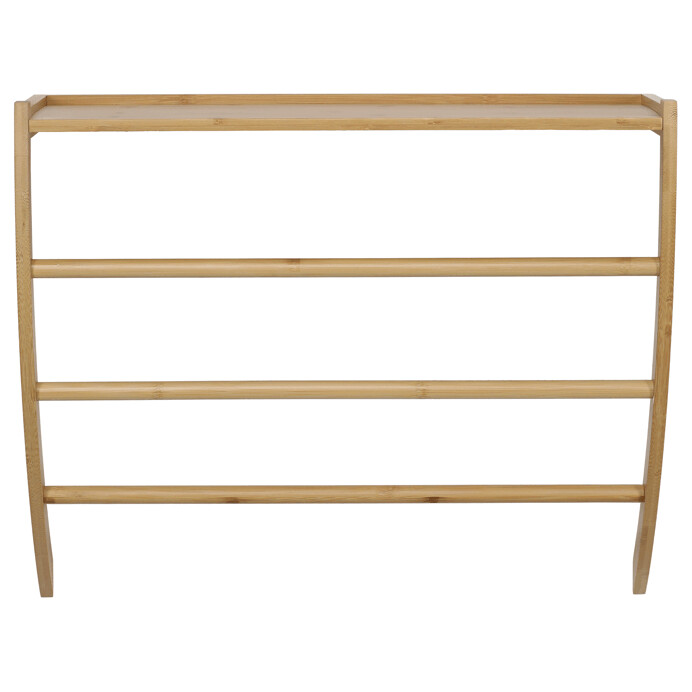 Nástěnný věšák s policí z bambusu – přírodní | DR‑B012 NAT