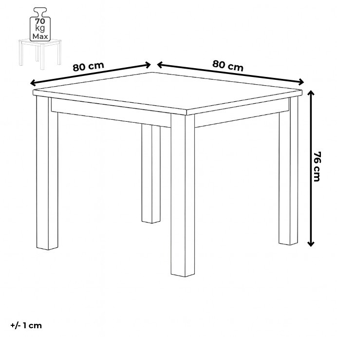 Autronic - Jídelní stůl 80x80x76 cm, vysoký lesk bílý - AT-3005 WT