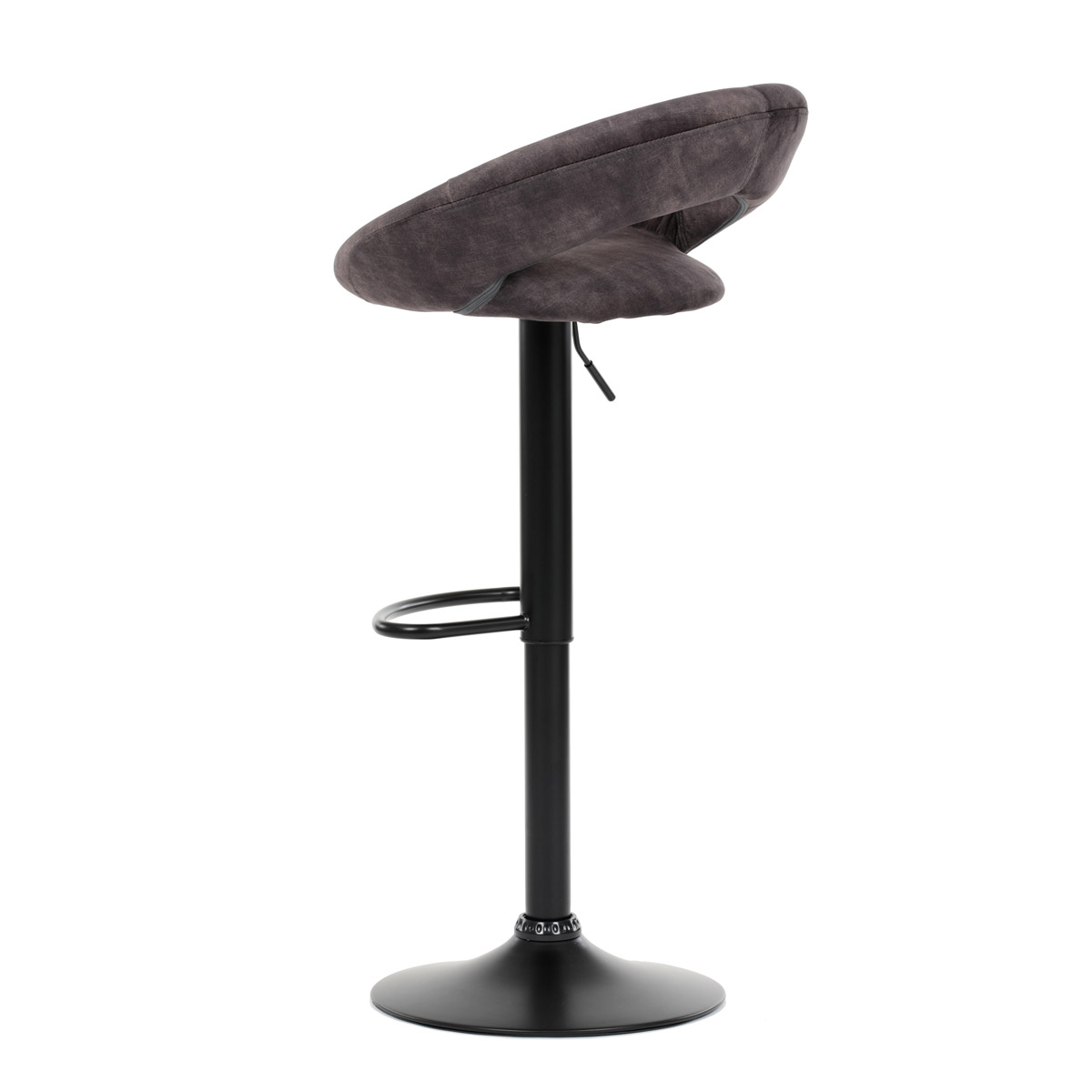 Židle barová, hnědá sametová látka, černá podnož