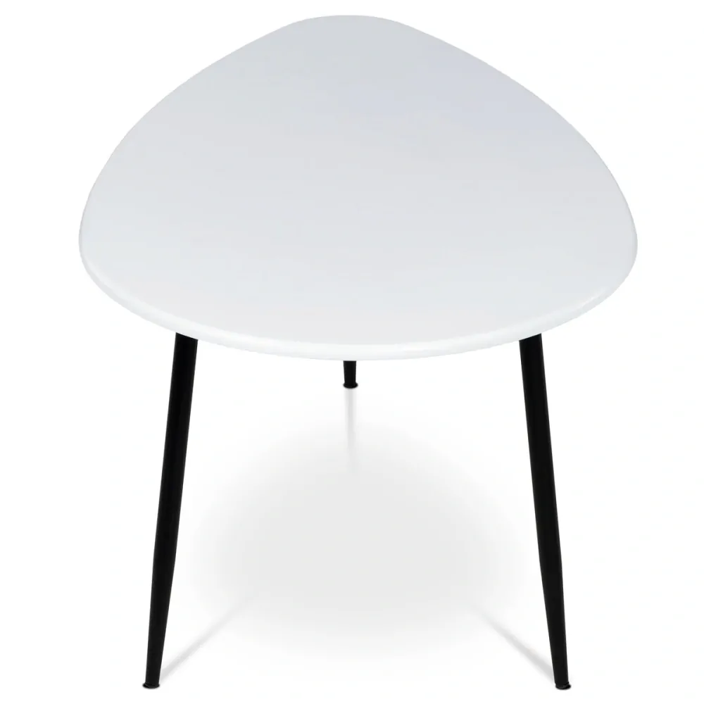 Konferenční stůl, MDF deska, bilý matt, černý kov