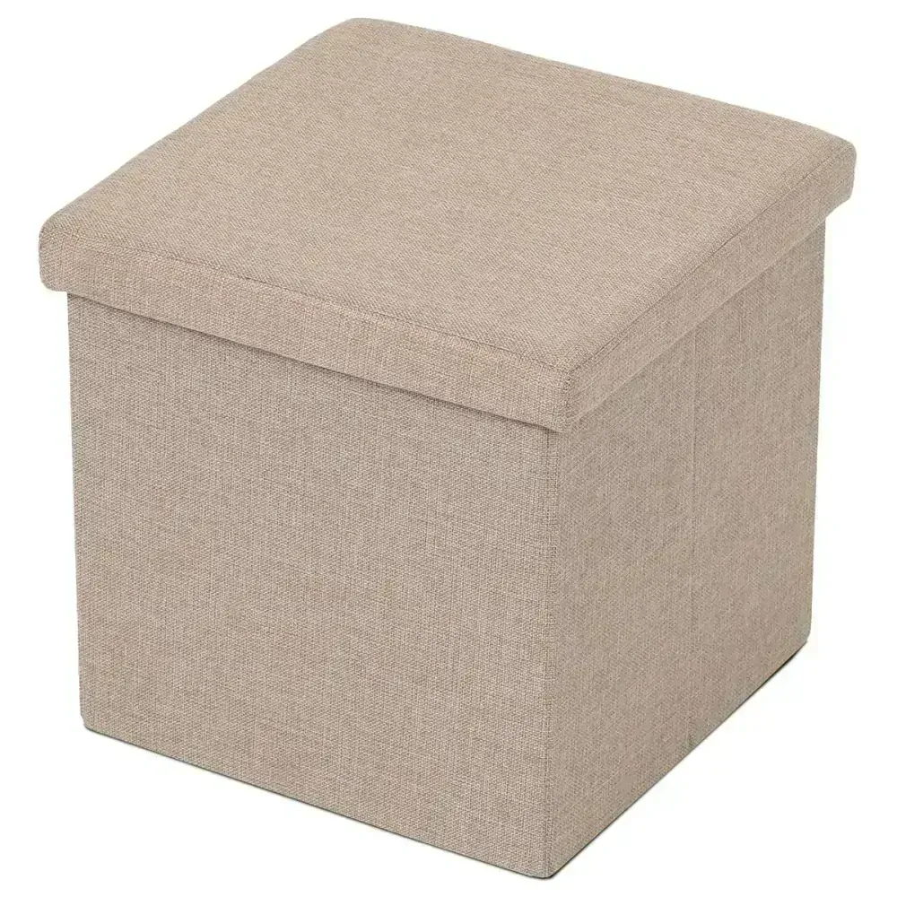 Taburet s úložným prostorem, látka krémová