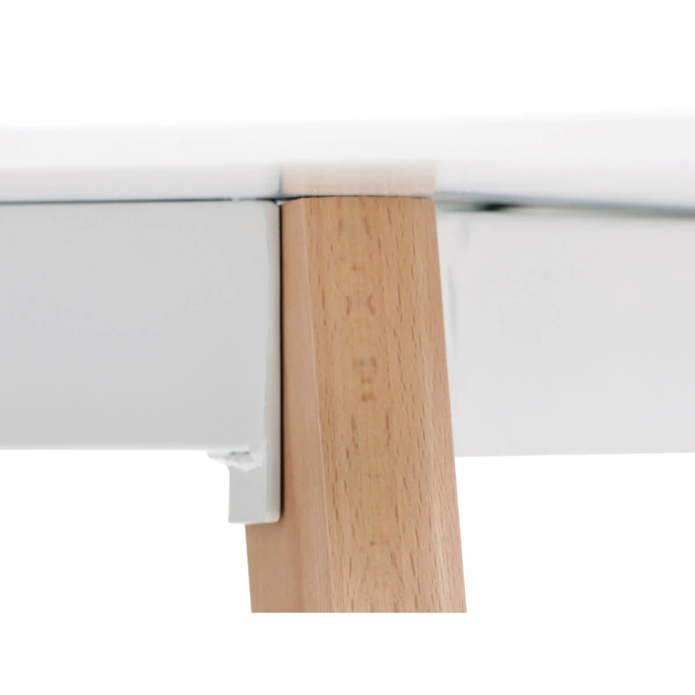 Jídelní stůl 80x80x74 cm, MDF, bílý matný lak, masiv buk